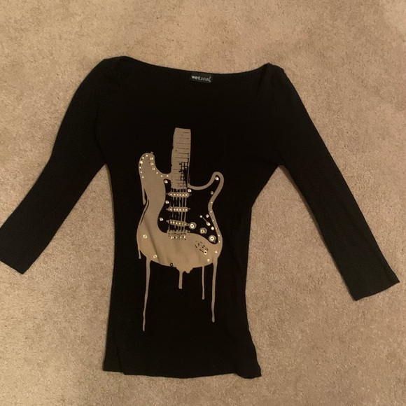 Wet Seal Tops - Black guitar shirt
